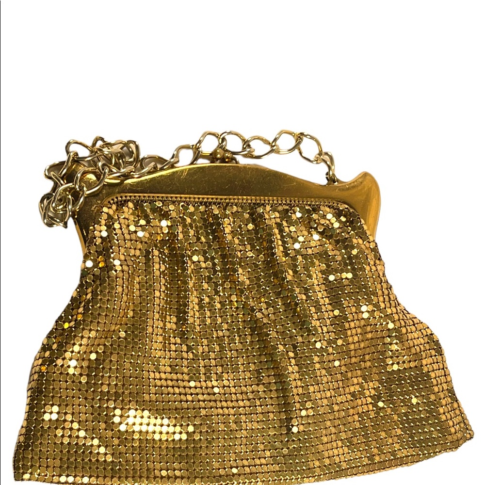 Vintage 1950s gold metal mesh chain mail Whiting & Davis wristlet evenin… - Picture 8 of 9